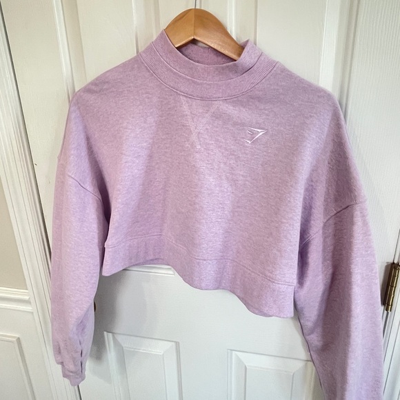 Gymshark Tops - Gymshark Womens Size Small Pullover Crew Neck Purple Rest Day Sweatshirt Cropped